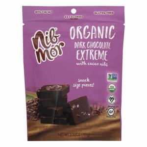 Nib Mor Dark Chocolate, Organic, Extreme with Cacao Nibs, 80% Cacao