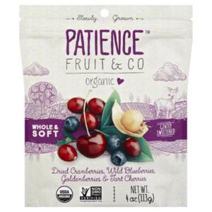 Patience Fruit & Co. Dried Cranberries, Wild Blueberries, Goldenberries & Tart Cherries, Organic, Gently Sweetened