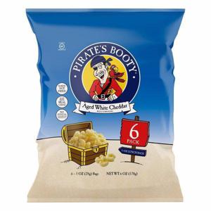 Pirate's Booty Rice & Corn Puffs, Aged White Cheddar, 6 Pack