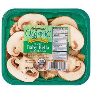 Wegmans Organic Mushrooms, Baby Bella, Sliced