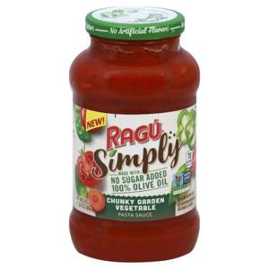 Ragu Simply Pasta Sauce, Chunky Garden Vegetable