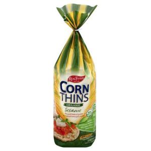 Real Foods Corn Thins, Organic, Sesame