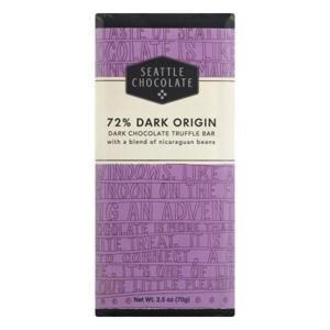 Seattle Chocolates Dark Chocolate Truffle Bar, 72% Dark Origin