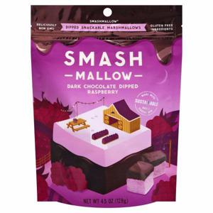 Smah Mallow Marshmallows, Raspberry, Dark Chocolate Dipped