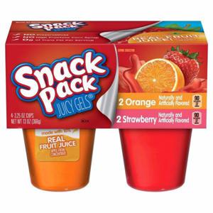 Snack Pack Juicy Gels, Orange/Strawberry, 4 Pack