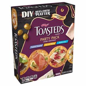 Toasteds Crackers Crackers, Toasted Sesame, Harvest Wheat and Buttercrisp, Party Pack