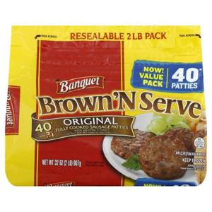 Banquet Brown 'N Serve Sausage Patties, Fully Cooked, Original