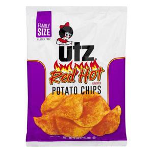 Utz Potato Chips, Red Hot Flavored, Family Size