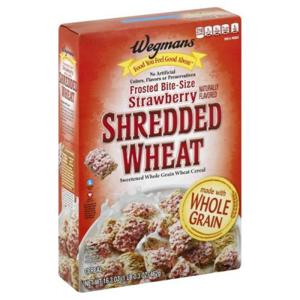 Wegmans Cereal, Frosted Bite-Size  Strawberry Shredded Wheat