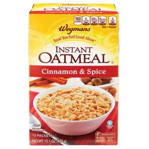 Wegmans Instant Oatmeal, Cinnamon & Spice, 10 Packets