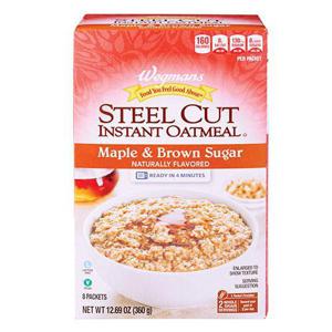 Wegmans Maple & Brown Sugar Steel Cut Instant Oatmeal, 8 Packets