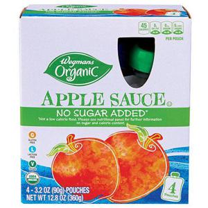 Wegmans Organic Apple Sauce, 4 PK