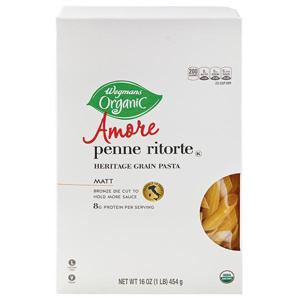 Wegmans Organic Amore Penne Ritorte, Heritage Grain Pasta, Matt