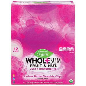 Wegmans Organic Wholesum Fruit & Nut Cashew Butter Chocolate Chip Bars, 12 Pack