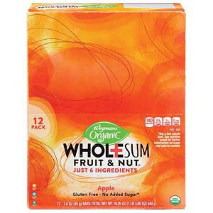 Wegmans Organic Wholesum Fruit & Nut Apple Bars, 12 Pack