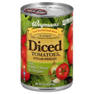 Wegmans Tomatoes, Steam Peeled, Diced