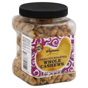 Wegmans Whole Unsalted Roasted Cashews, FAMILY PACK