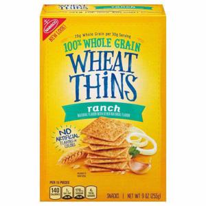 Wheat Thins Snacks, 100% Whole Grain, Ranch