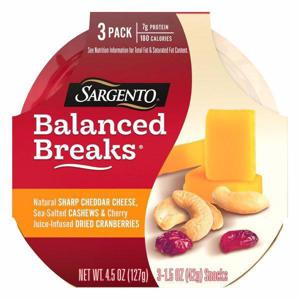 Sargento Balanced Breaks, Sharp Cheddar/Cashews/Cranberries, 3 Pack