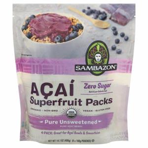 Sambazon Acai Superfruit Packs, Pure Unsweetened, Pure Acai Berry, 4 Pack