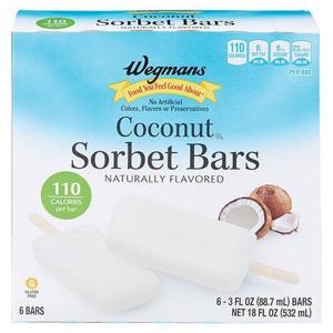 Wegmans Coconut Sorbet Bars, 6 Bars