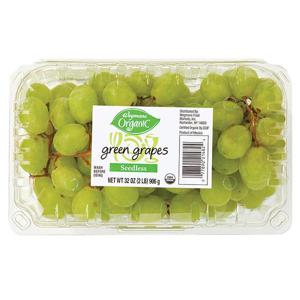 Wegmans Organic Grapes, Green, Seedless