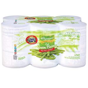 Wegmans No Salt Added* Cut Green Beans, FAMILY PACK, 6 Pack, Canned