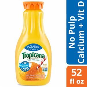 Tropicana No Pulp with Calcium + Vitamin D Orange Juice, 52 fl oz