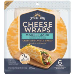 Crystal Farms Marble Jack Cheese Wraps 6 Count, 6 oz