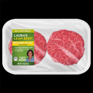 Laura's Lean All Natural 92% Lean Ground Beef Patties 2 Count, 16 oz