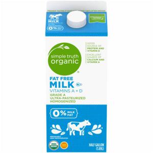 Simple Truth Organic® Fat Free Milk, 1/2 gal