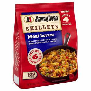 Jimmy Dean Diced Potatoes, Red & Green Peppers, Onions, Sausage Crumbles & Bacon