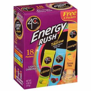 4C Energy Rush Drink Mix, Sugar Free, with Taurine, Bonus Variety Pack