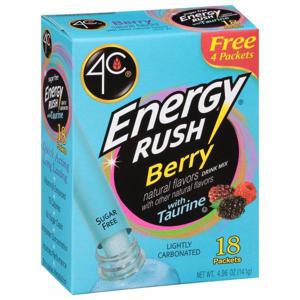 4C Energy Rush Drink Mix, Sugar Free, Berry, with Taurine