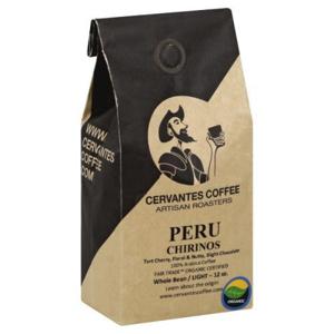 Cervantes Coffee Coffee, 100% Arabica, Whole Bean, Light, Peru Chirinos