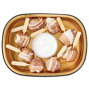 Wegmans Ready to Cook Bacon Wrapped Seasoned Wagyu Meatballs with Horseradish Cream Sauce