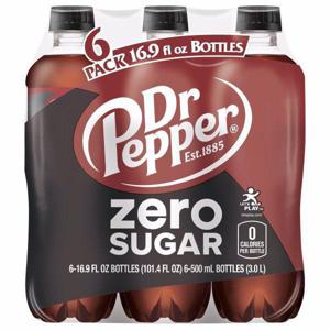 Dr Pepper Soda, Zero Sugar, 6 Pack