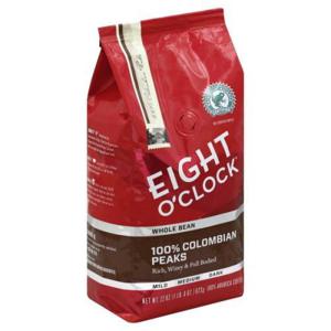 Eight O'Clock Coffee, 100% Arabica, Whole Bean, Medium Roast, 100% Colombian Peaks