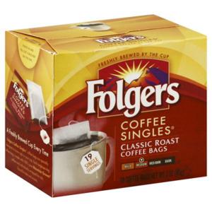 Folgers Coffee Singles, Medium, Classic Roast, Coffee Bags