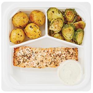 Wegmans Oven Roasted Salmon with Tuscan Roasted Potatoes & Roasted Brussel Sprouts