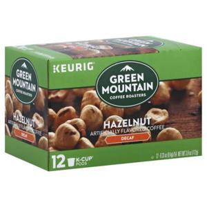 Green Mountain Coffee Keurig Coffee, Light Roast, Hazelnut, Decaf, K-Cup Pods