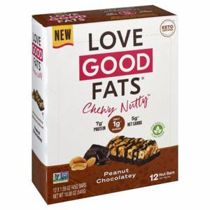 Love Good Fats Chewy Nutty Nut Bars, Peanut Chocolatey