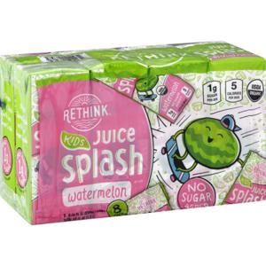 RETHINK Juice Splash Drink, Watermelon, Kids, 8 Pack