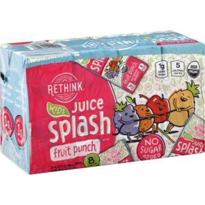 RETHINK Juice Splash Drink, Fruit Punch, Kids, 8 Pack