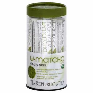 The Republic of Tea Green Tea, Japanese, Stone Ground, with Monk Fruit, U-Matcha, Single Sips