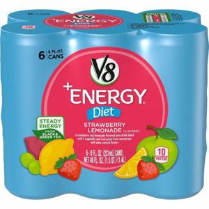 V8 +Energy Healthy Energy Drink, Natural Energy from Tea, Diet Strawberry Lemonade