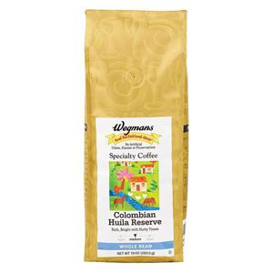 Wegmans Coffee, Specialty, Whole Bean, Colombian Huila Reserve