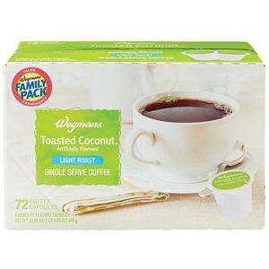 Wegmans Coffee Capsules, Toasted Coconut, Light Roast, Single Serve, FAMILY PACK