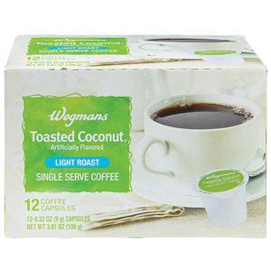 Wegmans Coffee Capsules, Toasted Coconut, Light Roast, Single Serve