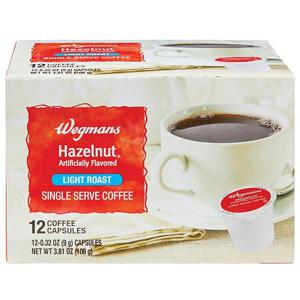 Wegmans Coffee Capsules, Hazelnut, Light Roast, Single Serve